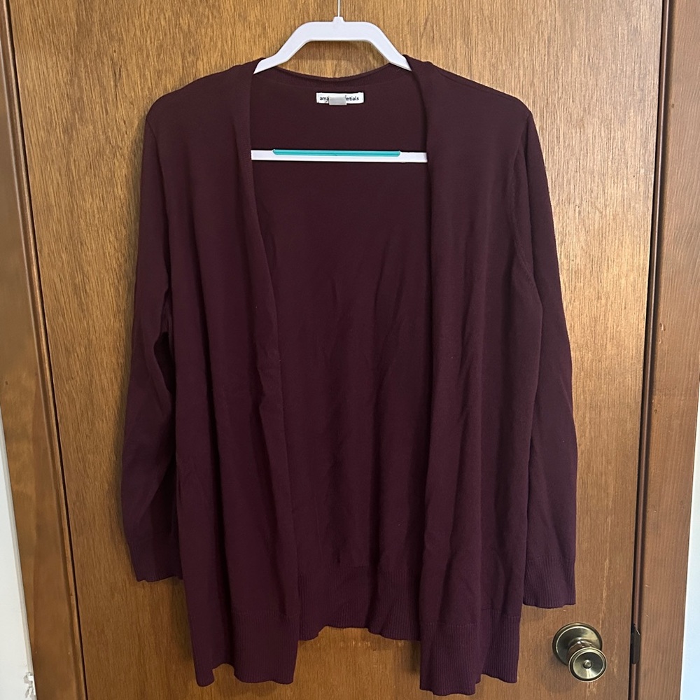 Women's Burgundy Open Front Cardigan